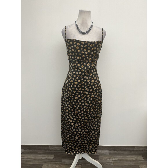 We Wore What Women Spaghetti Strap Cowl Neck Ditsy Dasies Midi Floral Dress 6 - Picture 3 of 15